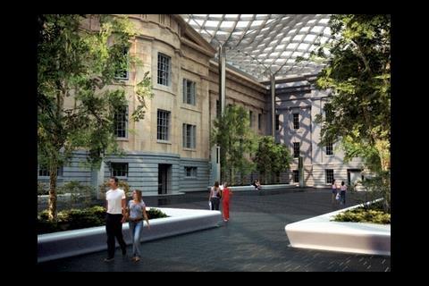 This visualisation shows how the roof will look from inside the courtyard. 